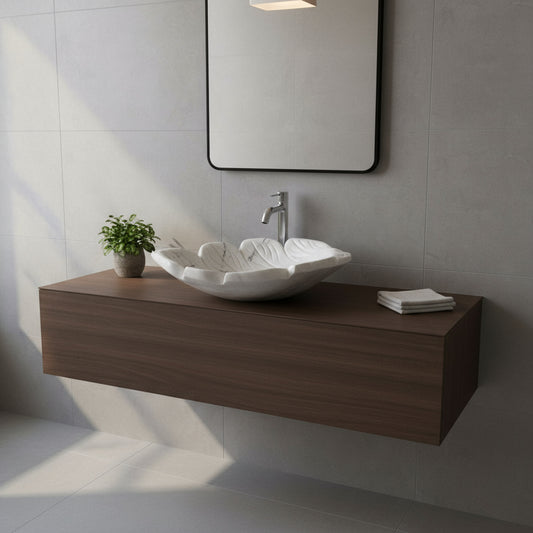 Luxury Marble Vessel Sink – Handcrafted Natural Stone Bathroom Basin, Designer Vanity Bowl