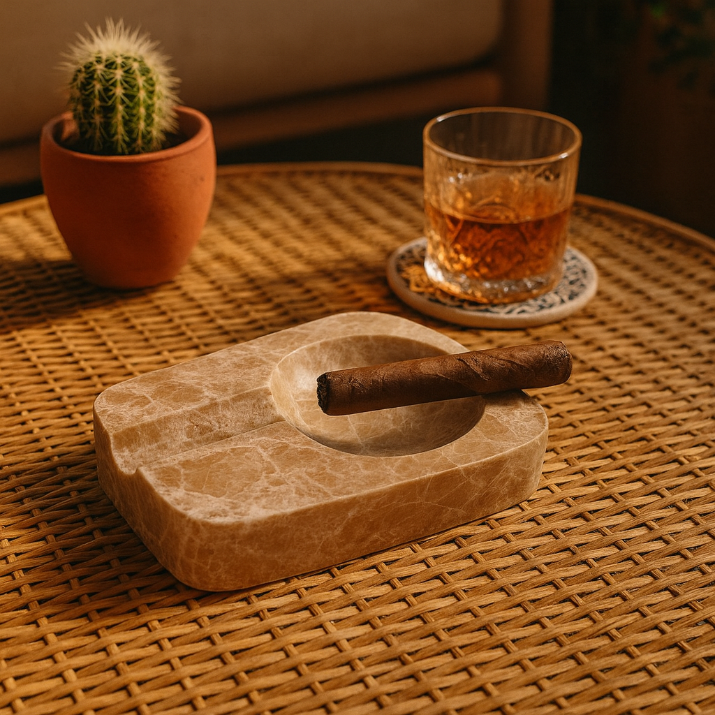 Marble Cigar Ashtray – Grey Natural Stone Luxury Handmade Ashtray