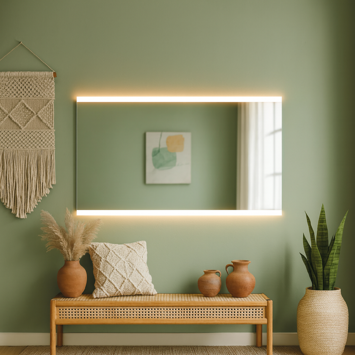 LED Bathroom Mirror – Minimalist Rectangular Lighted Vanity Mirror, Modern Backlit Wall Mirror
