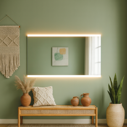 LED Bathroom Mirror – Minimalist Rectangular Lighted Vanity Mirror, Modern Backlit Wall Mirror