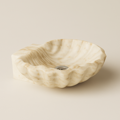 Marble Sink – Luxury Stone Sink Shell Bathroom Basin (45x45x15 cm)
