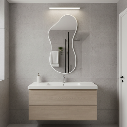 Wavy Wall Mirror – Modern Irregular Blob Mirror with Black Frame