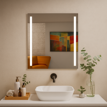 LED Bathroom Mirror – Vertical Lighted Vanity Mirror, Modern Wall Mirror with Dual LED Strips