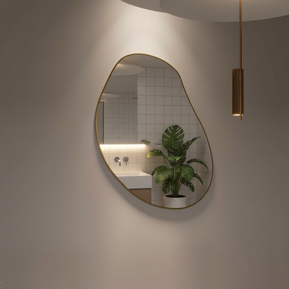 Irregular Wall Mirror – Modern Organic Mirror with Black Frame, Asymmetrical Wavy Mirror for Living Room & Entryway