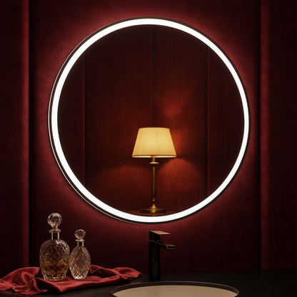 LED Bathroom Mirror – Round Backlit Vanity Mirror, Modern Lighted Wall Mirror