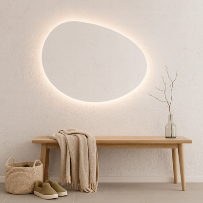 LED Bathroom Mirror Irregular Shape – Modern Asymmetrical Backlit Vanity Wall Mirror