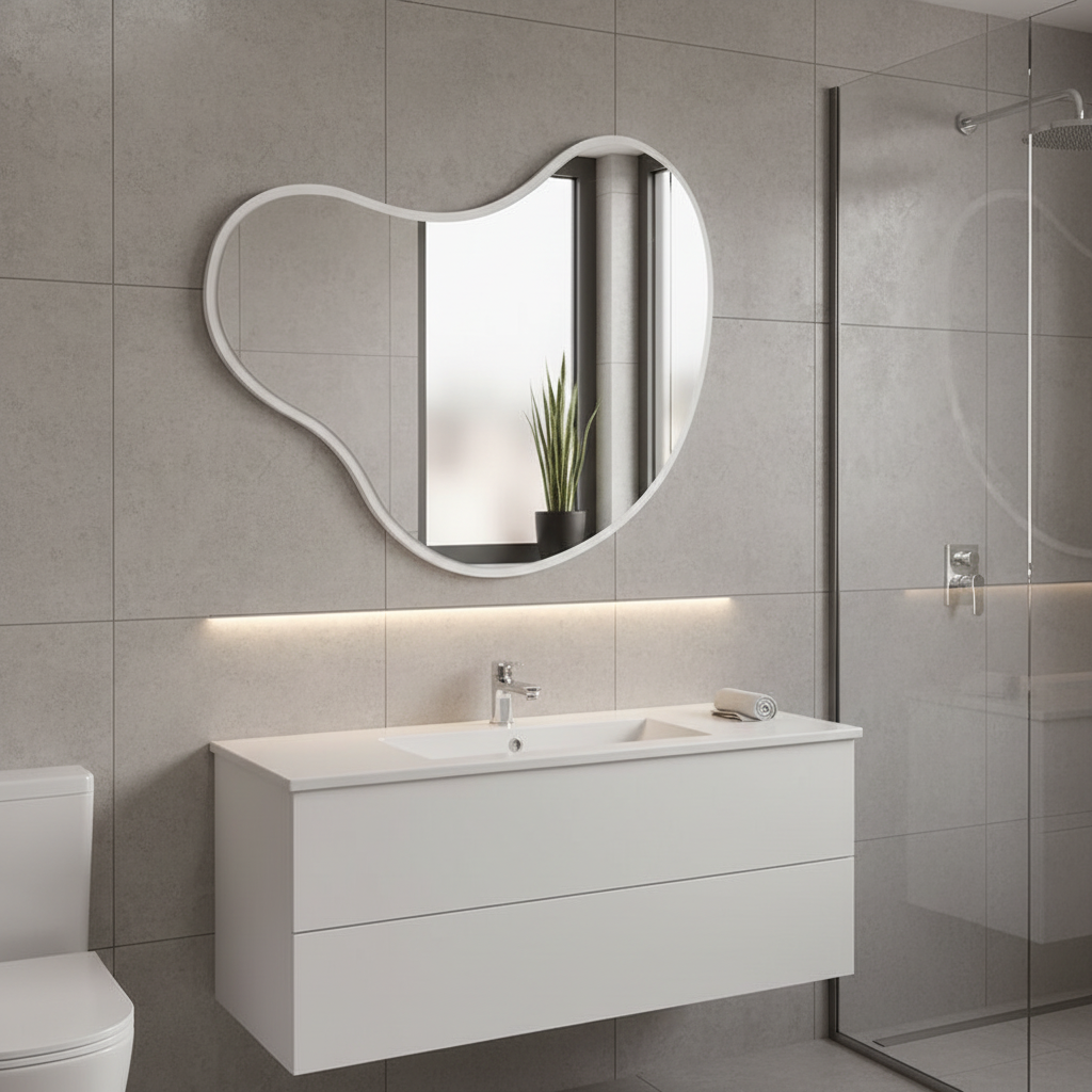 Organic Wall Mirror – Modern Irregular Blob Mirror with Black Frame