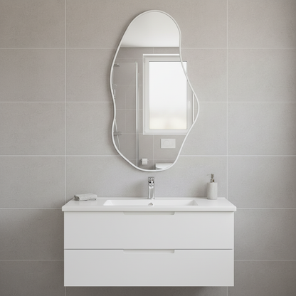 Asymmetrical Wall Mirror – Modern Irregular Black Frame Mirror for Living Room & Bedroom, Handmade Organic Shape Custom Mirror