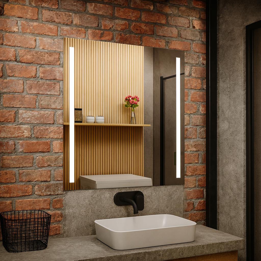 LED Bathroom Mirror – Vertical Lighted Vanity Mirror, Modern Wall Mirror with Dual LED Strips