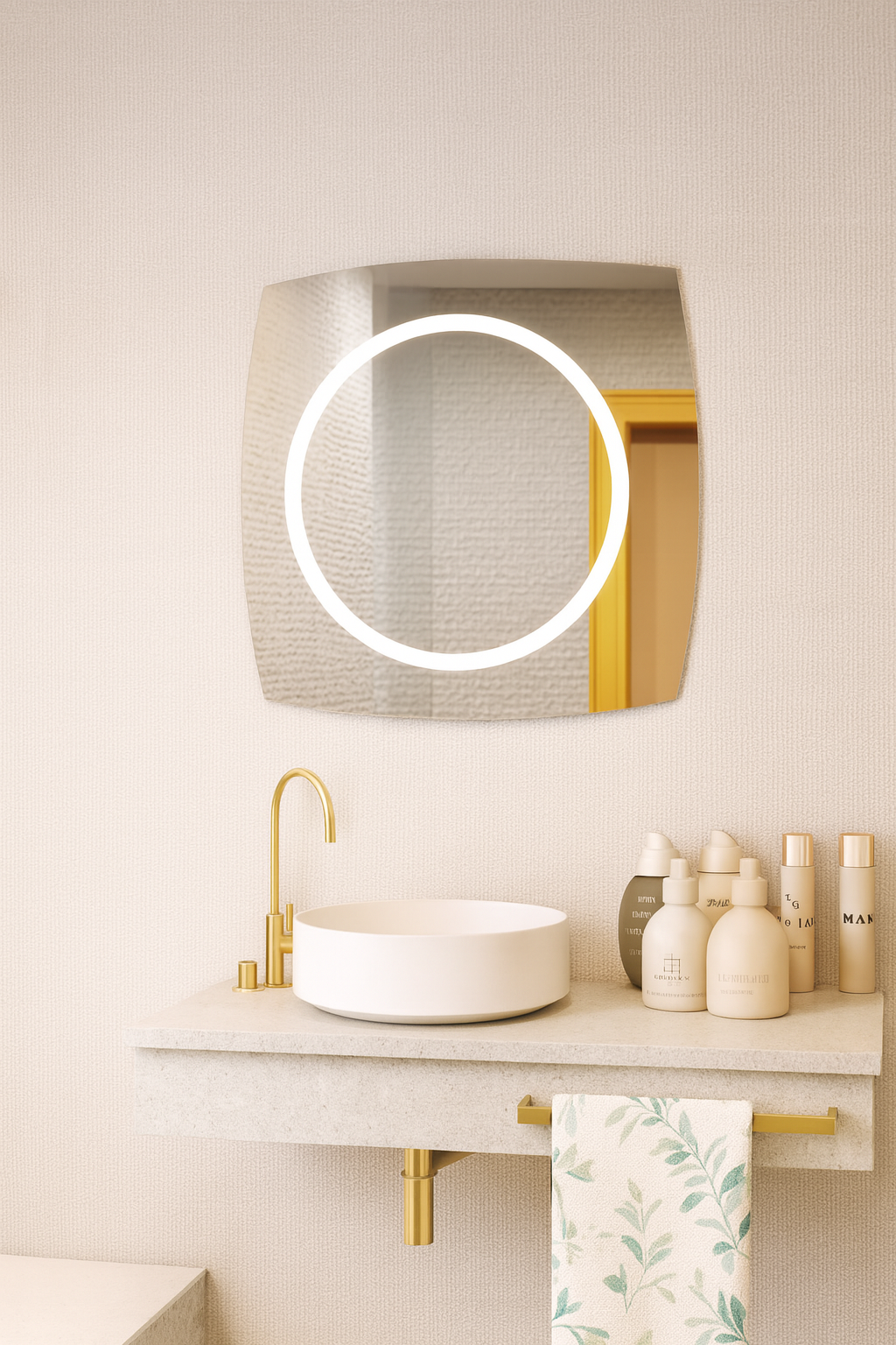 LED Bathroom Mirror Square – Modern Dimmable Vanity Wall Mirror with Backlit Design