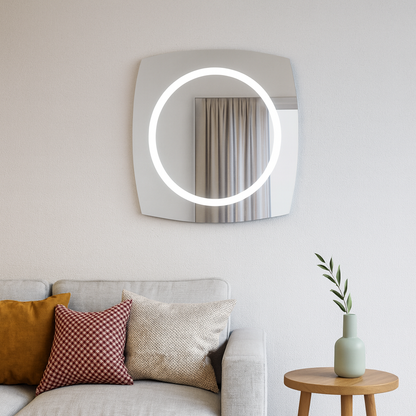 LED Bathroom Mirror Square – Modern Dimmable Vanity Wall Mirror with Backlit Design