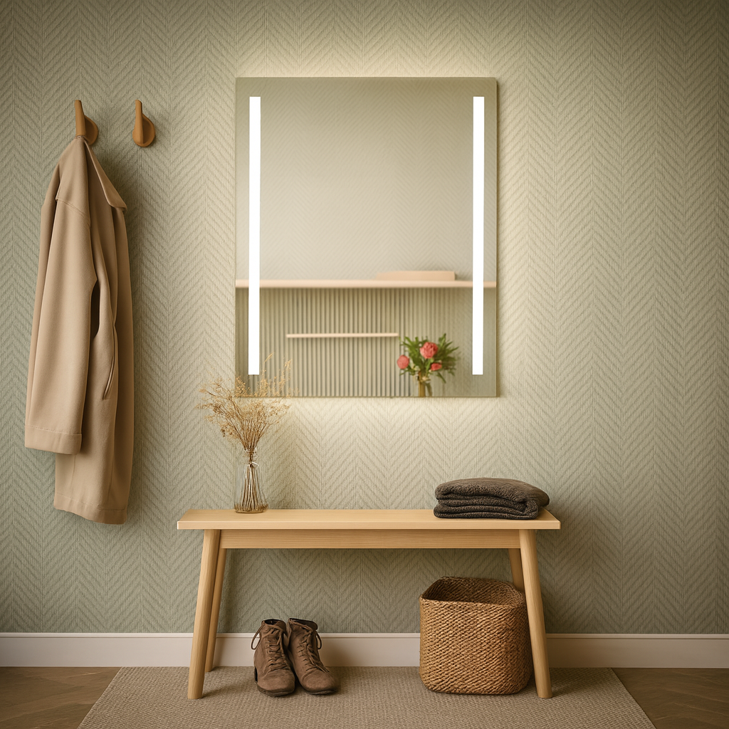 LED Bathroom Mirror – Vertical Lighted Vanity Mirror, Modern Wall Mirror with Dual LED Strips