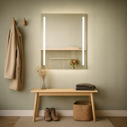 LED Bathroom Mirror – Vertical Lighted Vanity Mirror, Modern Wall Mirror with Dual LED Strips