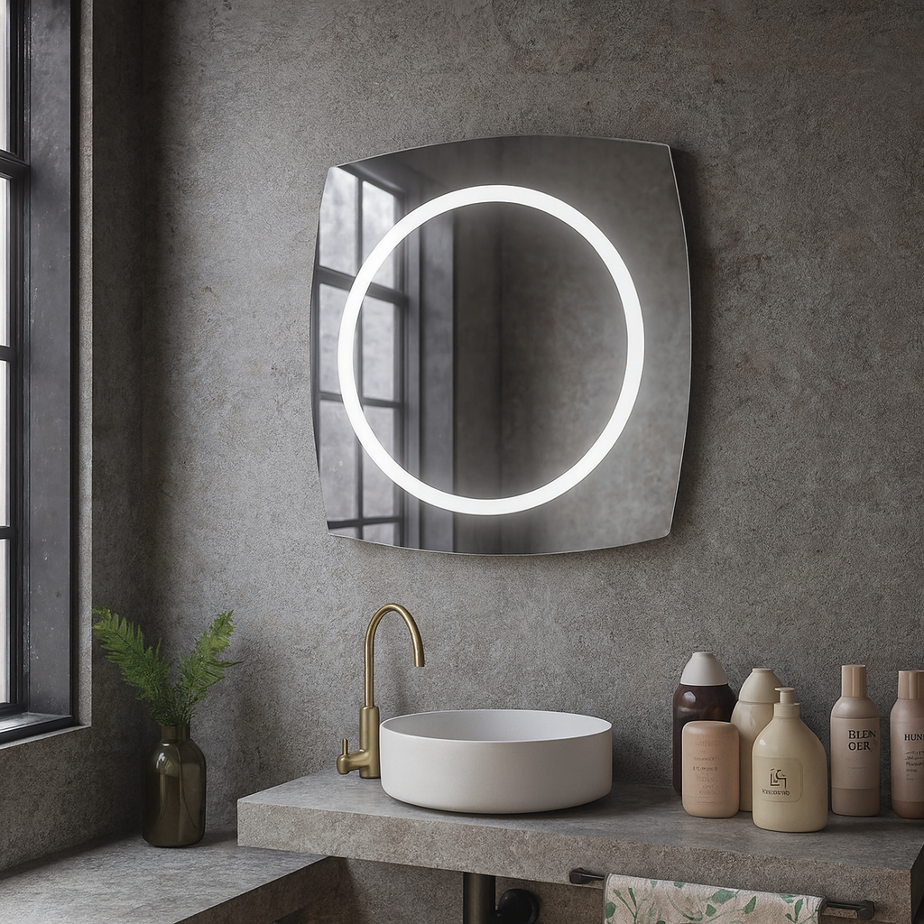 LED Bathroom Mirror Square – Modern Dimmable Vanity Wall Mirror with Backlit Design