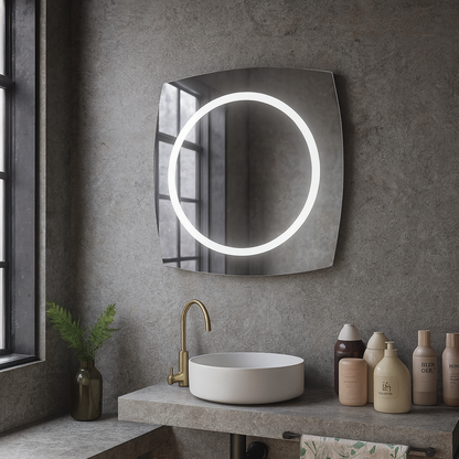 LED Bathroom Mirror Square – Modern Dimmable Vanity Wall Mirror with Backlit Design
