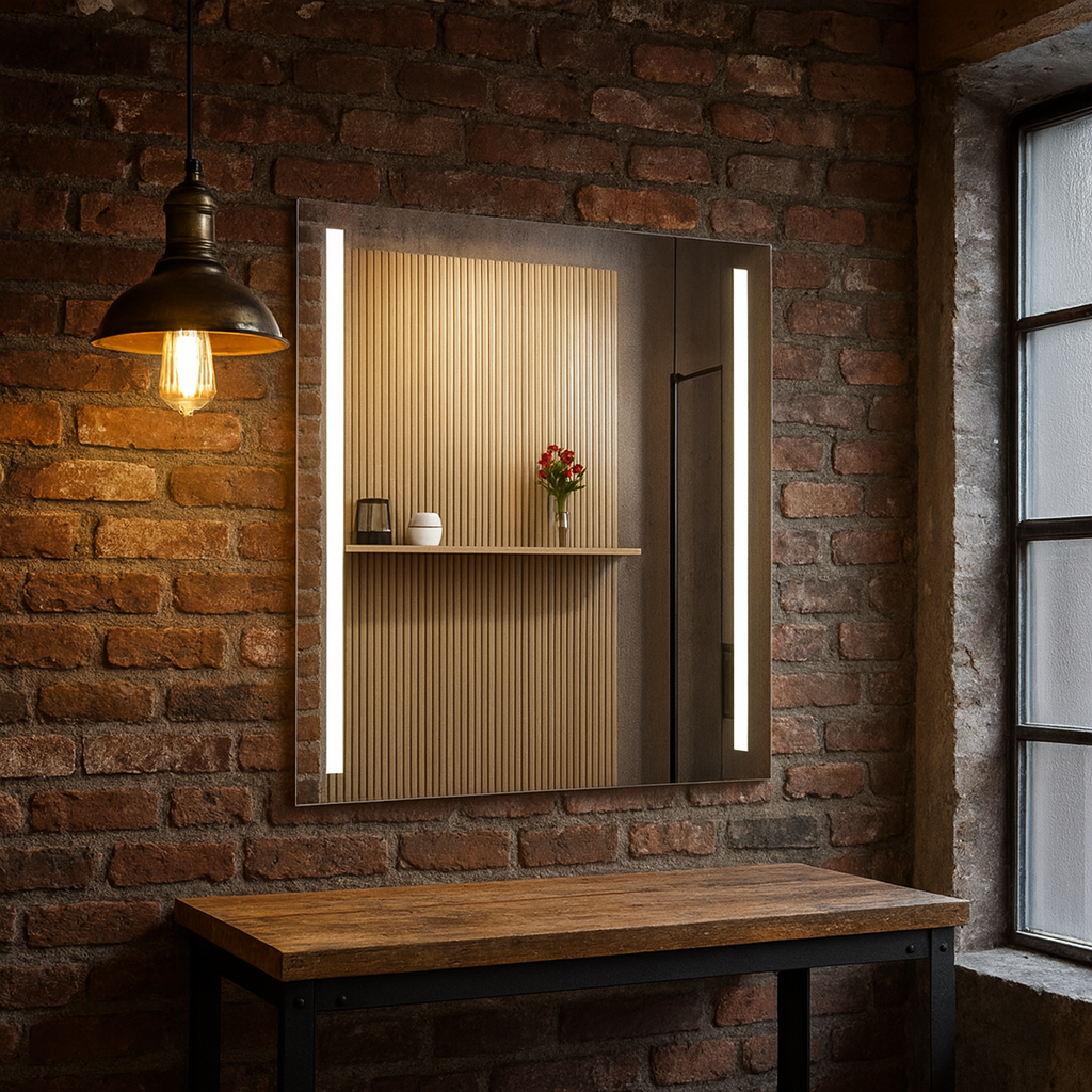 LED Bathroom Mirror – Vertical Lighted Vanity Mirror, Modern Wall Mirror with Dual LED Strips