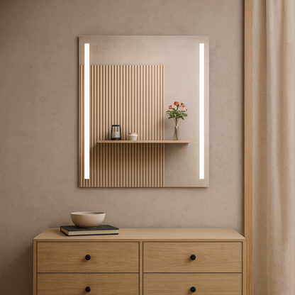 LED Bathroom Mirror – Vertical Lighted Vanity Mirror, Modern Wall Mirror with Dual LED Strips