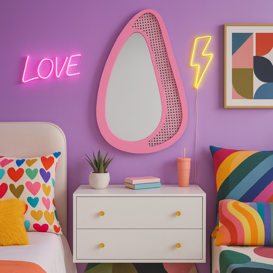 Modern Irregular Wall Mirror – Wavy MDF Frame Decorative Mirror in Custom Colors | Handmade Accent for Living Room, Bedroom & Entryway