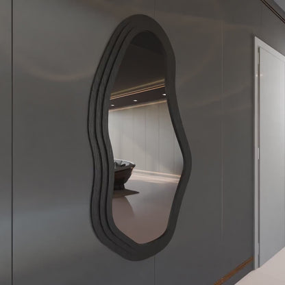 Modern Wavy Wall Mirror – Irregular Shape MDF Frame Mirror in Multiple Colors