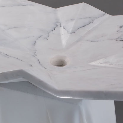 Luxury Marble Vessel Sink – Modern Geometric Stone Bathroom Basin, Hand-Carved Vanity Bowl 21.6"x17.7"x5.5" (55x45x14 cm)