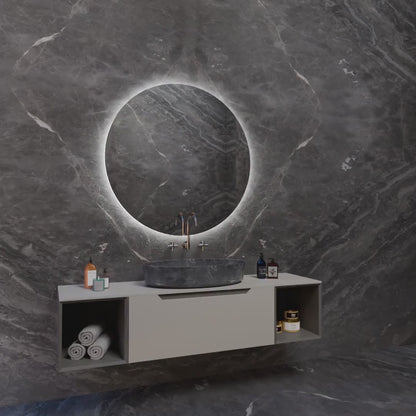 LED Bathroom Mirror – Round Backlit Vanity Mirror, Modern Lighted Wall Mirror with Warm & Cold LED
