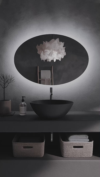 LED Bathroom Mirror Oval – Modern Backlit Vanity Wall Mirror with Dimmable Light