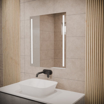 LED Bathroom Mirror – Vertical Lighted Vanity Mirror, Modern Wall Mirror with Dual LED Strips