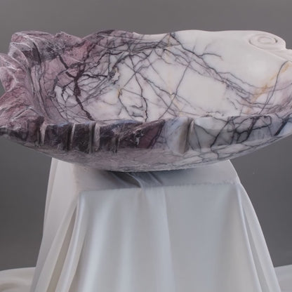 Luxury Natural Stone Bathroom Basin (40x55x14 cm), Handcrafted Purple Veined Vanity Sink