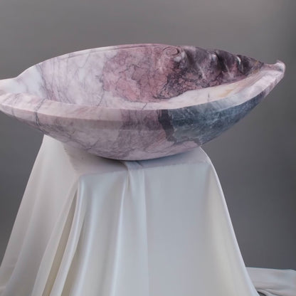 Luxury Marble Vessel Sink – Hand-Carved Natural Stone Bathroom Basin, Designer Vanity Bowl 25.6"x15.7"x5.5" (65x40x14 cm)