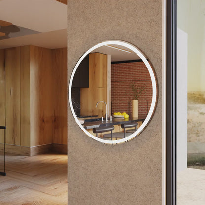 LED Bathroom Mirror – Round Backlit Vanity Mirror, Modern Lighted Wall Mirror