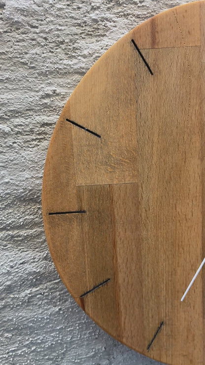 Handmade Beech Wood Wall Clock – Modern Carved Design, Minimalist Home Decor (12x12 inches)