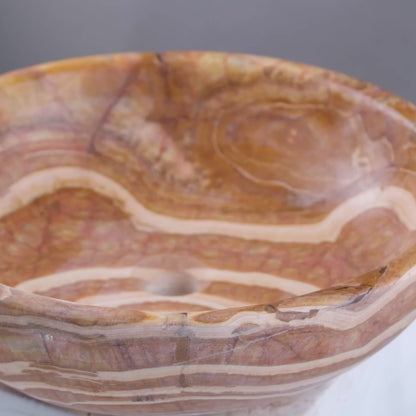 Round Natural Onyx Stone Bathroom Basin (42x42x13 cm)