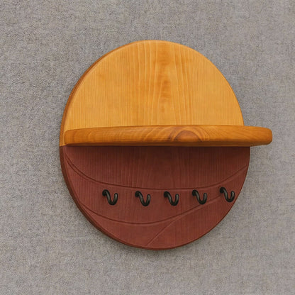 Modern Wall Key Holder with Shelf – Minimalist Wooden Entryway Organizer with Hooks | Handmade Home Décor