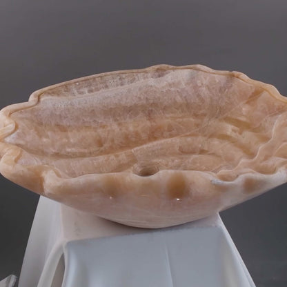 Luxury Marble Vessel Sink – Hand-Carved Natural Stone Bathroom Basin, Amber Onyx Vanity Bowl