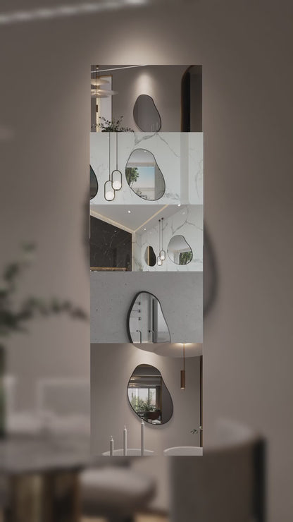 Irregular Wall Mirror – Modern Organic Mirror with Black Frame, Asymmetrical Wavy Mirror for Living Room & Entryway