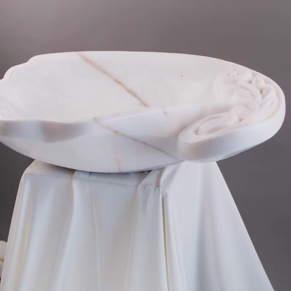 Luxury Marble Vanity – Hand-Carved Natural Stone Bathroom Basin with Floral Detail 23.6"x15.7"x5.9" (60x40x15 cm)