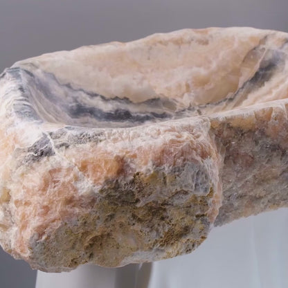 Luxury Stone Vessel Sink – Natural Marble Bathroom Basin with Raw Edge, Handcrafted Rustic Vanity Bowl 21.6"x15.7"x5.5" (55x40x14 cm)