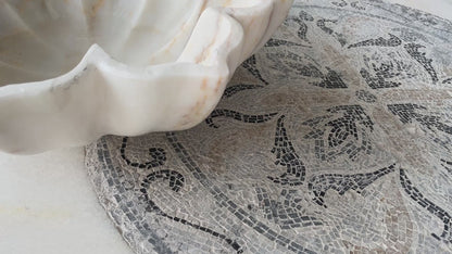 Marble Sink Stone Vessel Sink – Carrara Marble Leaf Bathroom Basin, Hand-Carved Natural Marble