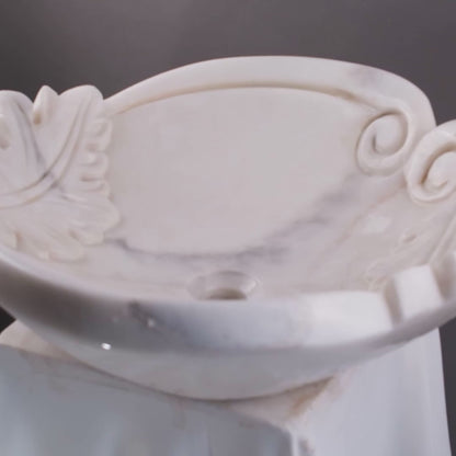 White Natural Stone Bathroom Basin (45x45x15 cm)