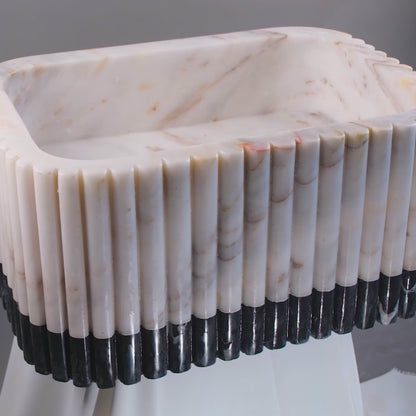 Luxury Marble Bathroom Sink – Handcrafted Natural Stone Vessel Basin, Modern Vanity Bowl