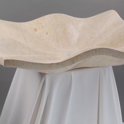 Marble Sink – Luxury Stone Sink Bathroom Basin (45x60x13 cm), Handcrafted Natural Beige Marble Vanity Bowl