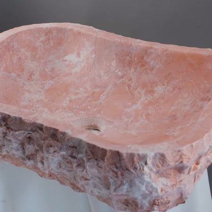 Luxury Marble Vessel Sink – Handcrafted Natural Stone Bathroom Basin, Rustic Vanity Bowl 21.6"x15.7"x5.5" (55x40x14 cm)