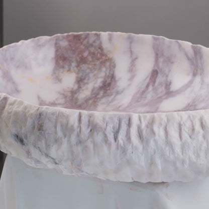 Luxury Marble Vessel Sink – Handcrafted Natural Stone Bathroom Basin with Textured Edge, Modern Vanity Bowl 21.6"x15.7"x5.5" (55x40x14 cm)