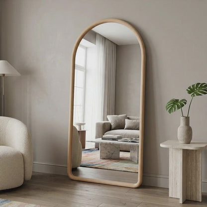 Arched Full Length Mirror – Natural Beech Wood Frame, Modern Elegance Home Decor
