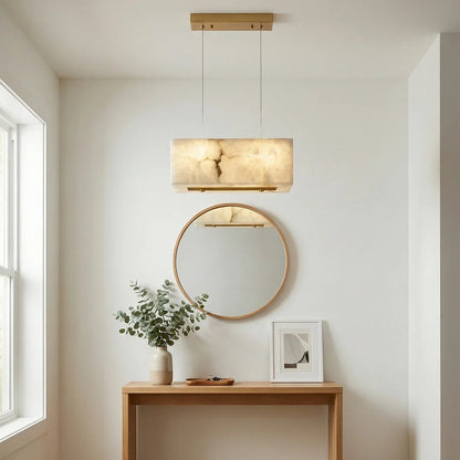 Rectangular Alabaster Box Shaped Pendant Lamp
