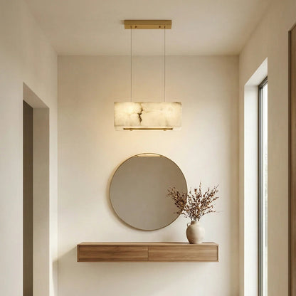 Rectangular Alabaster Box Shaped Pendant Lamp