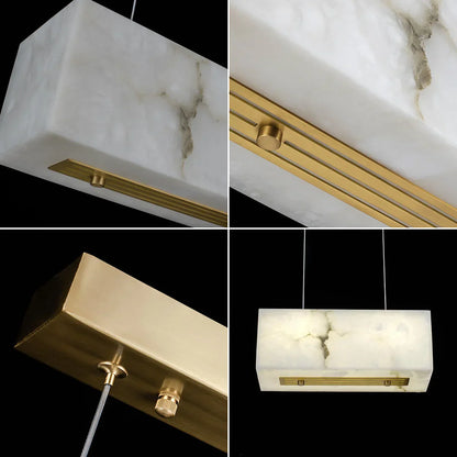 Rectangular Alabaster Box Shaped Pendant Lamp