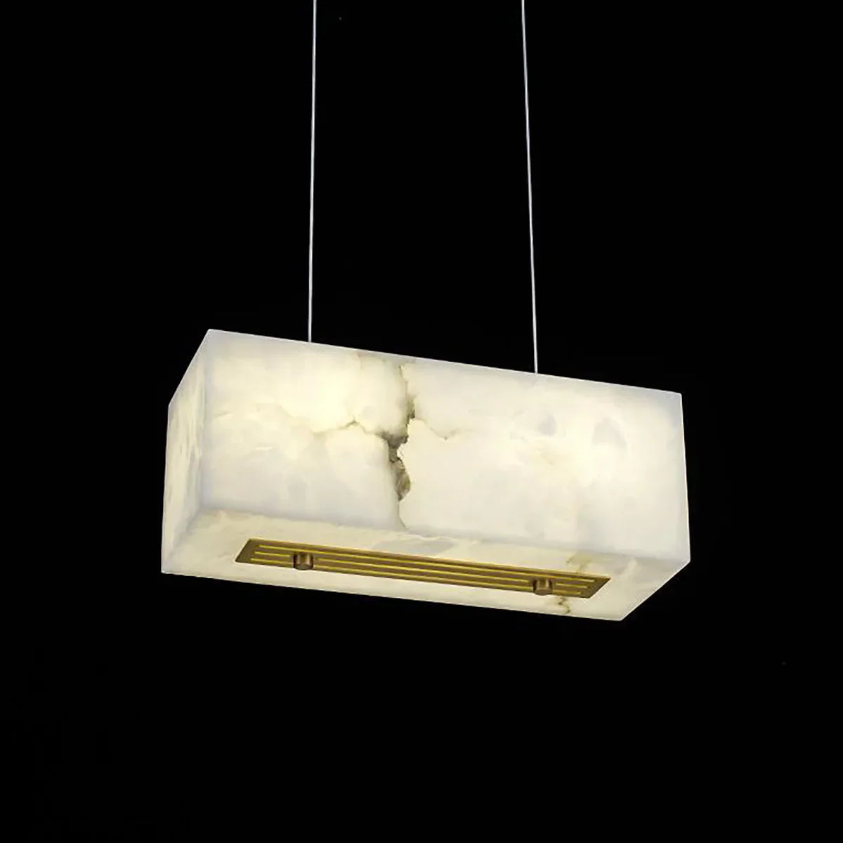 Rectangular Alabaster Box Shaped Pendant Lamp