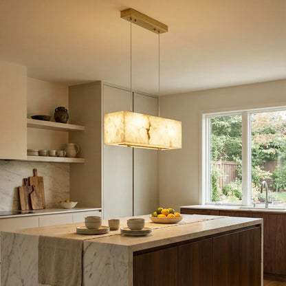 Rectangular Alabaster Box Shaped Pendant Lamp