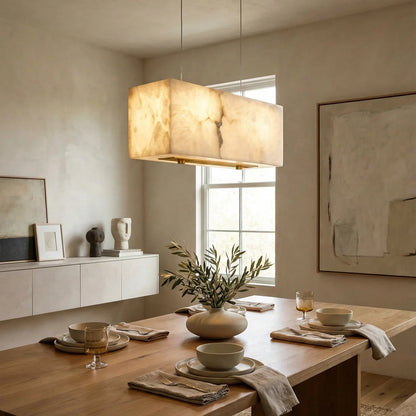 Rectangular Alabaster Box Shaped Pendant Lamp
